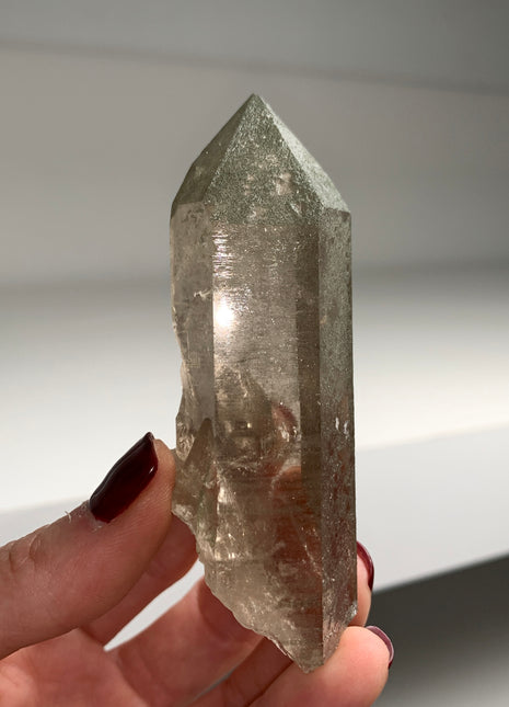 Smoky Quartz with Green Chlorite Sparkles - From Swiss Alps