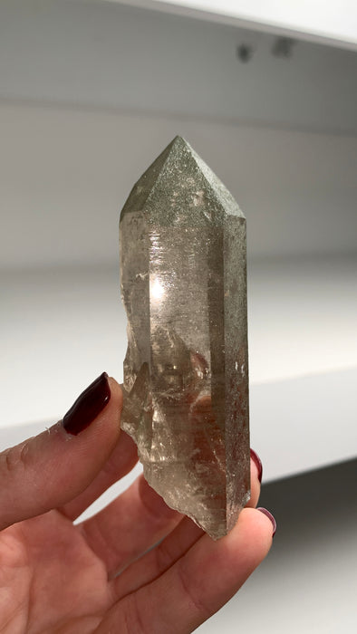 Smoky Quartz with Green Chlorite Sparkles - From Swiss Alps