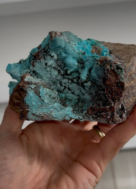 Druzy Blue Chrysocolla - Tenke mine, Congo