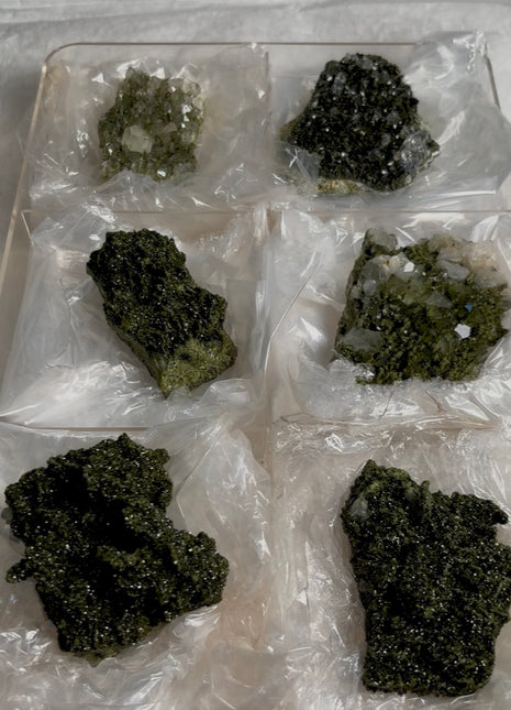 6 Pieces ! High Grade Forest Epidote with Quartz Lot
