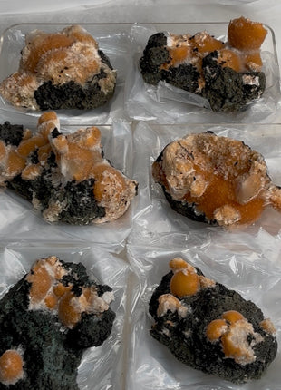 6 Pieces ! Bright Orange Thomsonite with Mesolite Lot