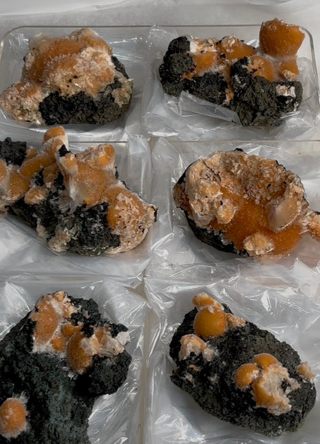 6 Pieces ! Bright Orange Thomsonite with Mesolite Lot