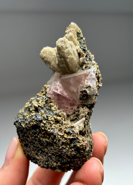 Light Raspberry Color Calcite with Chalcedony