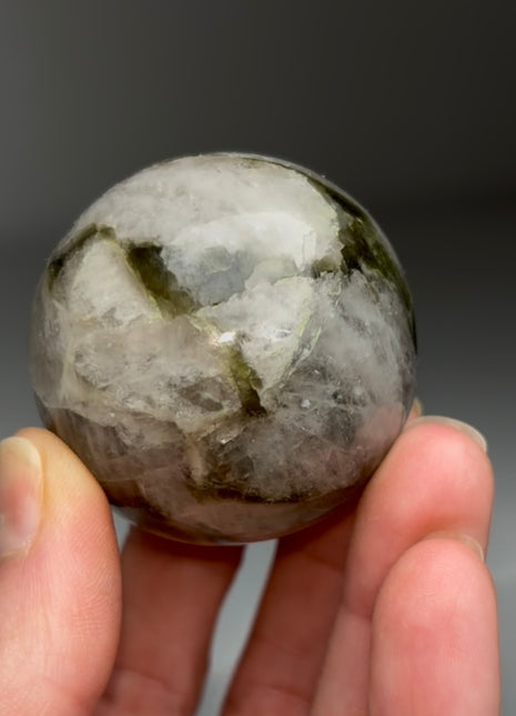 Rare Green Lepidolite with Quartz Sphere
