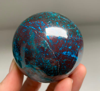 Bright Blue Chrysocolla with Red Cuprite and Green Malachite Sphere
