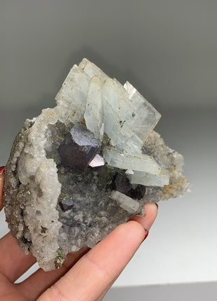 Blue Barite with Galena, Quartz, Pyrite