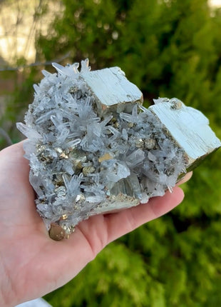 Cubic Pyrite with Quartz from Peru
