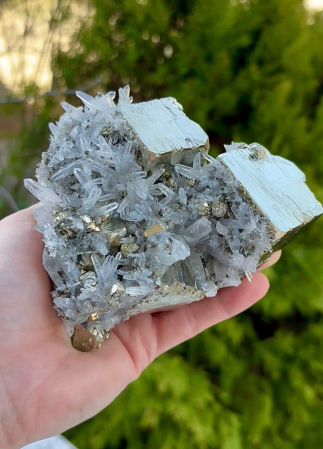 Cubic Pyrite with Quartz from Peru