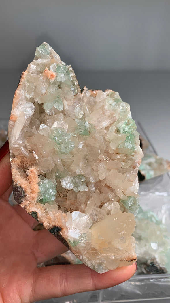Wow !! Orange Heulandite with Green Apophyllite and Cream Stilbite Lot - 6 Pieces ✨