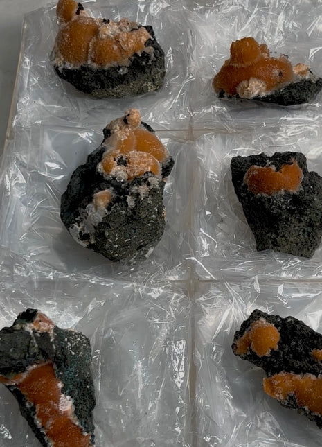 6 Pieces ! Bright Orange Thomsonite with Mesolite Lot