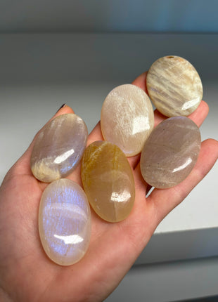 6 Pieces ! Top Grade Rainbow Moonstone Lot