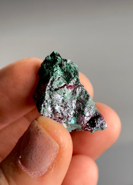 Red Cuprite with Fibrous Green Malachite