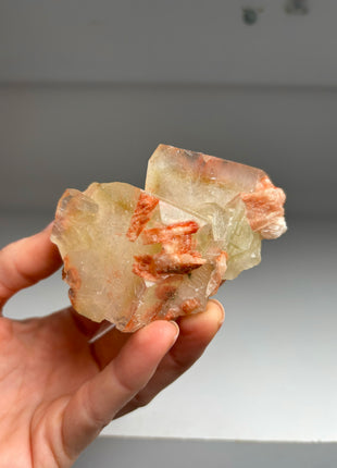 Green Apophyllite with Pink Scolecite