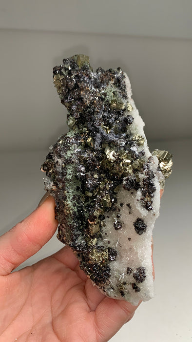 Both-sided ! Pyrite and Galena with Quartz - From Rhodope Mountains, Bulgaria