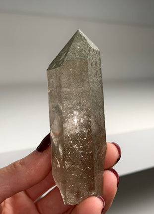 Smoky Quartz with Green Chlorite Sparkles - From Swiss Alps