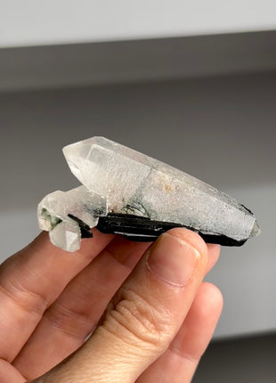 Green Tourmaline with DT Quartz from Cruzerio, Brazil