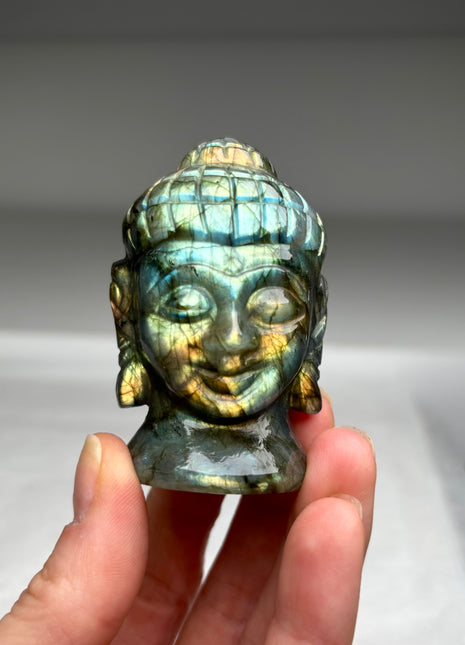 High Grade Labradorite Buddha Carving