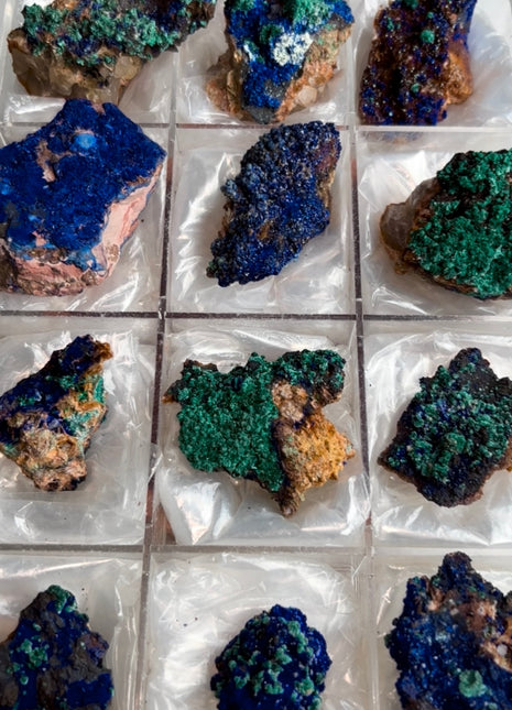 Sparkling Blue Azurite with Green Malachite - 12 Piece Lot !