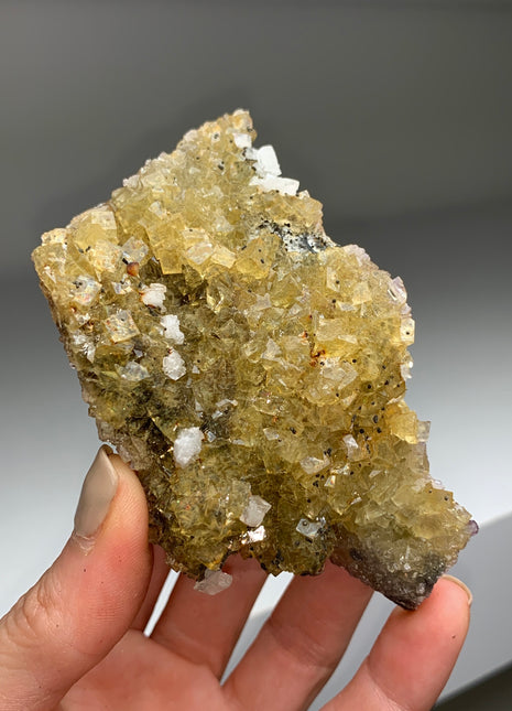 Cubic Yellow Fluorite with White Dolomite - From Spain