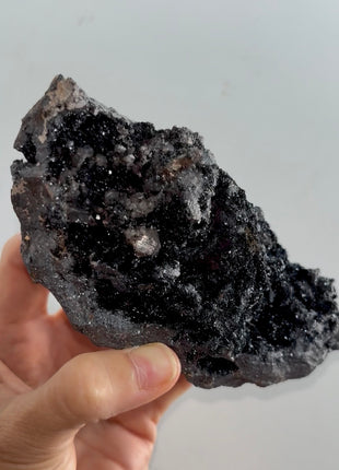 Black Galaxy Hematite with Quartz Geode 🪐 PM1368