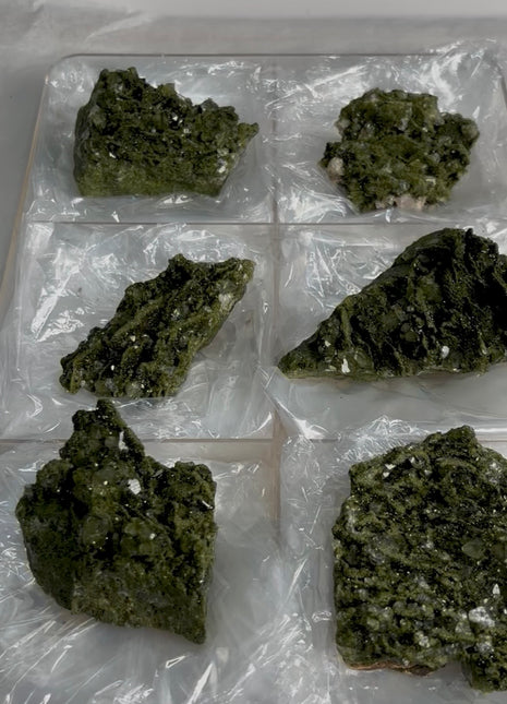 6 Pieces ! Very High Grade Forest Epidote with Quartz Lot