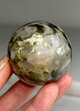 Rare Green Lepidolite with Quartz Sphere