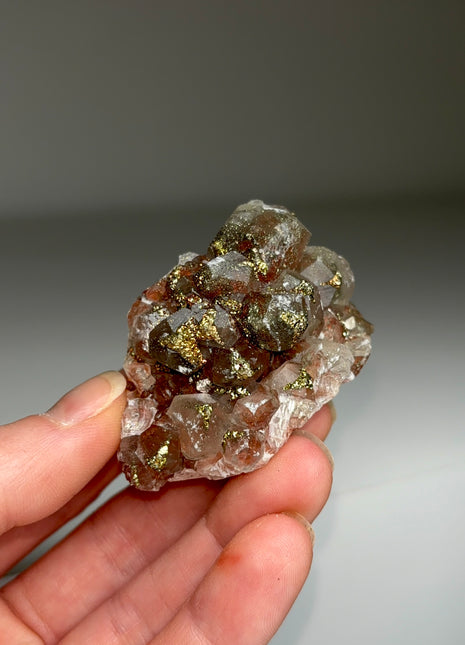 Red Calcite with Chalcopyrite