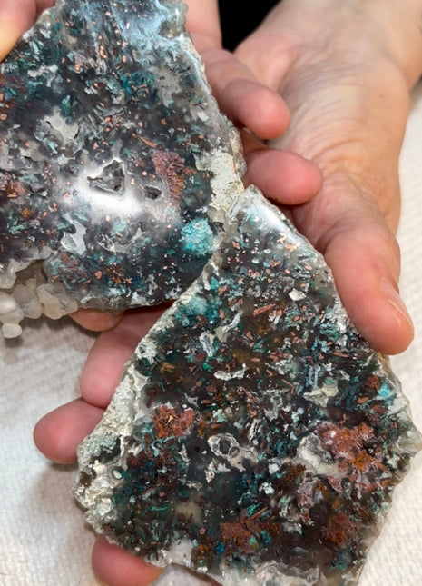 Stunning  ! Blue Chrysocolla with Native Copper Pair