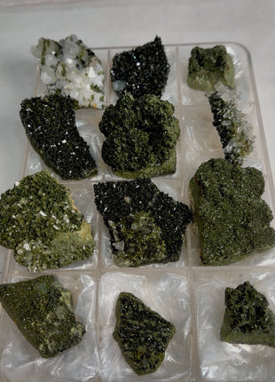 12 Pieces ! High Grade Forest Epidote with Quartz Lot