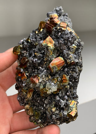 Iridescent Rainbow Pyrite with Sphalerite - Borieva mine, Rhodope Mtns