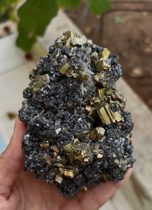 Very Shiny Pyrite with Galena and Quartz