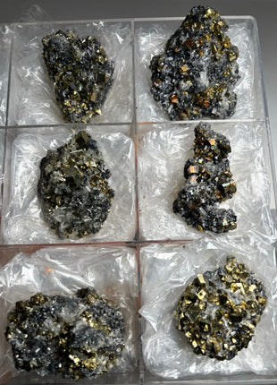 6 Pieces ! High Grade Pyrite, Sphalerite with Needle Quartz Lot