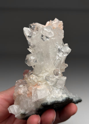 Top ! Gemmy Apophyllite with Pink Stilbite Stalactite