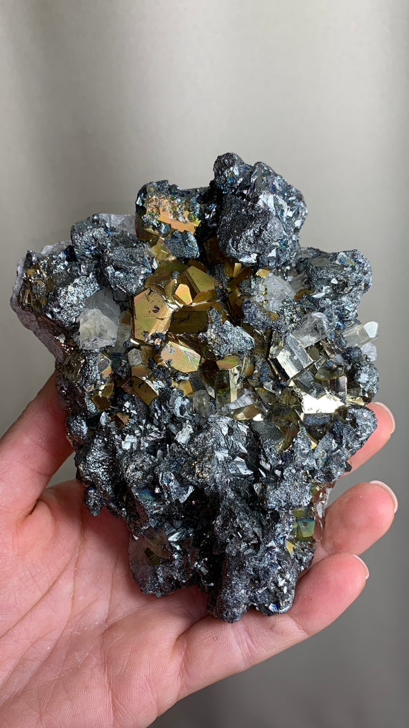 Rare ! Rainbow Pyrite with Galena - From Indonesia