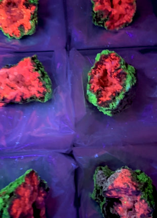 6 Pieces ! Watermelon Calcite Geode Lot