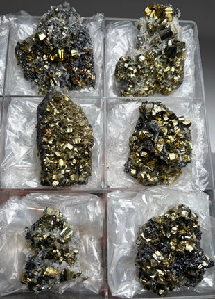 6 Pieces ! High Grade Pyrite with Needle Quartz Lot