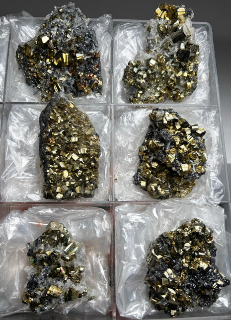 6 Pieces ! High Grade Pyrite with Needle Quartz Lot