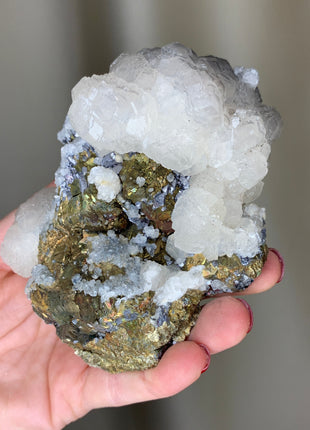 Iridescent Pyrite with Galena and Calcite - Trepca mine