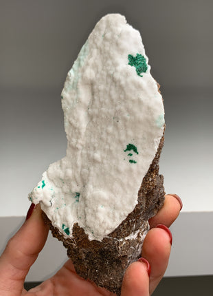 Snow Chalcedony with Green Malachite - Kalume, Congo