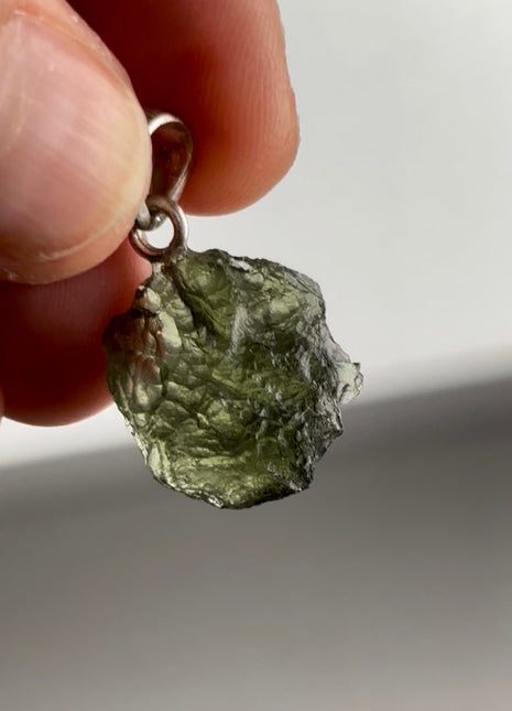 Green Moldavite 925 Silver Pendant PM0496