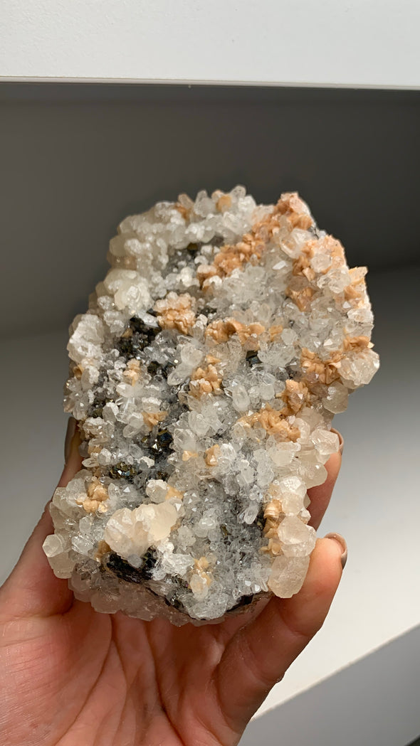 Lustrous Calcite with Sphalerite - From Trepca mine