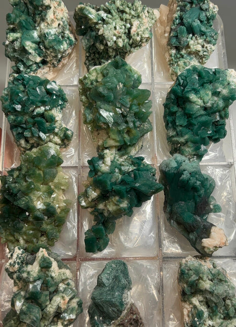 12 Pieces ! Rare Green Heulandite Specimens Lot