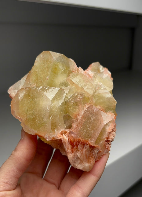 Green Apophyllite with Pink Scolecite