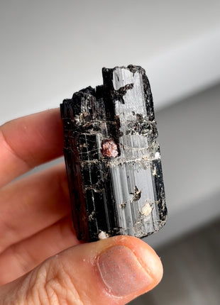Black Tourmaline with Spessartine Garnet