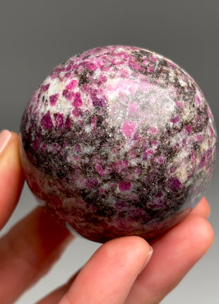 Rare ! Ruby with Biotite and Quartz Sphere