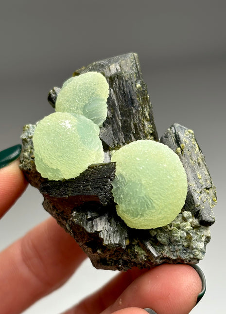 New ! Green Prehnite with Epidote - From Mali