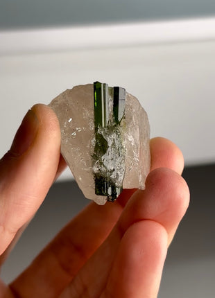 Green Tourmaline with Quartz from Cruzerio, Brazil