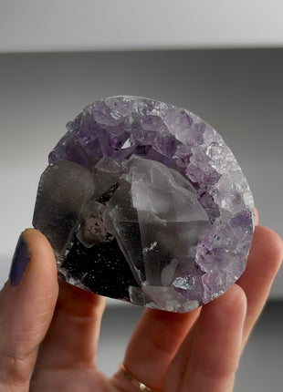 Black Druzy Amethyst with Calcite PM1685