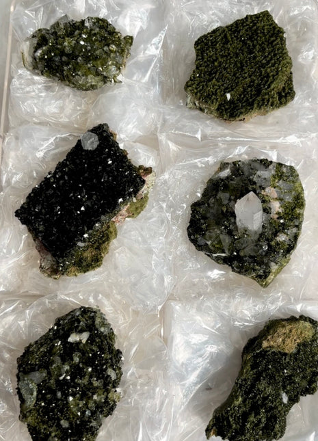 6 Pieces ! High Grade Forest Epidote with Quartz Lot