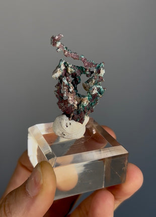 Native Copper with White Calcite and Green Malachite